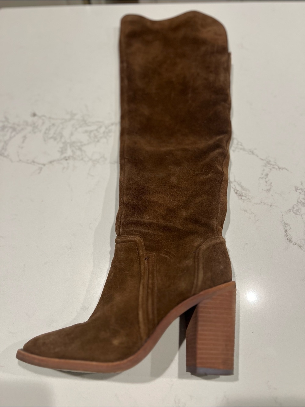 Vince Camuto Brown Suede Over-the-Knee Block Heel Boots 7.5 - Picture 9 of 10